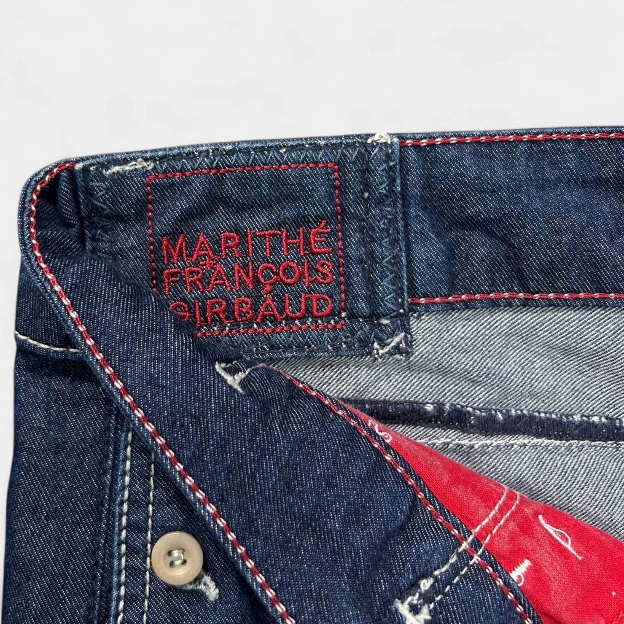 Marithé + François Girbaud Classic Wide Leg Dark Denim Three-Quarter Pants