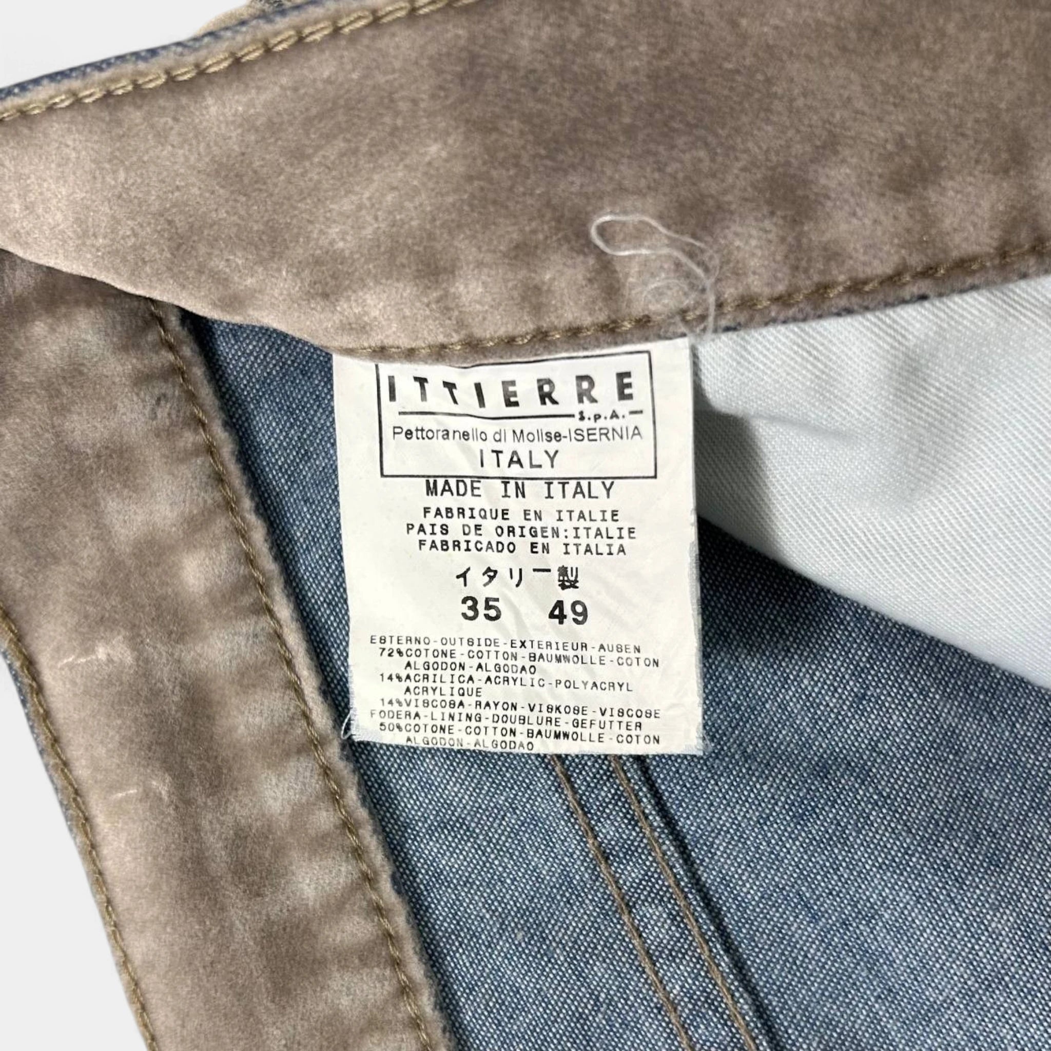 Just Cavalli Suede Beige and Blue Straight Leg Pants