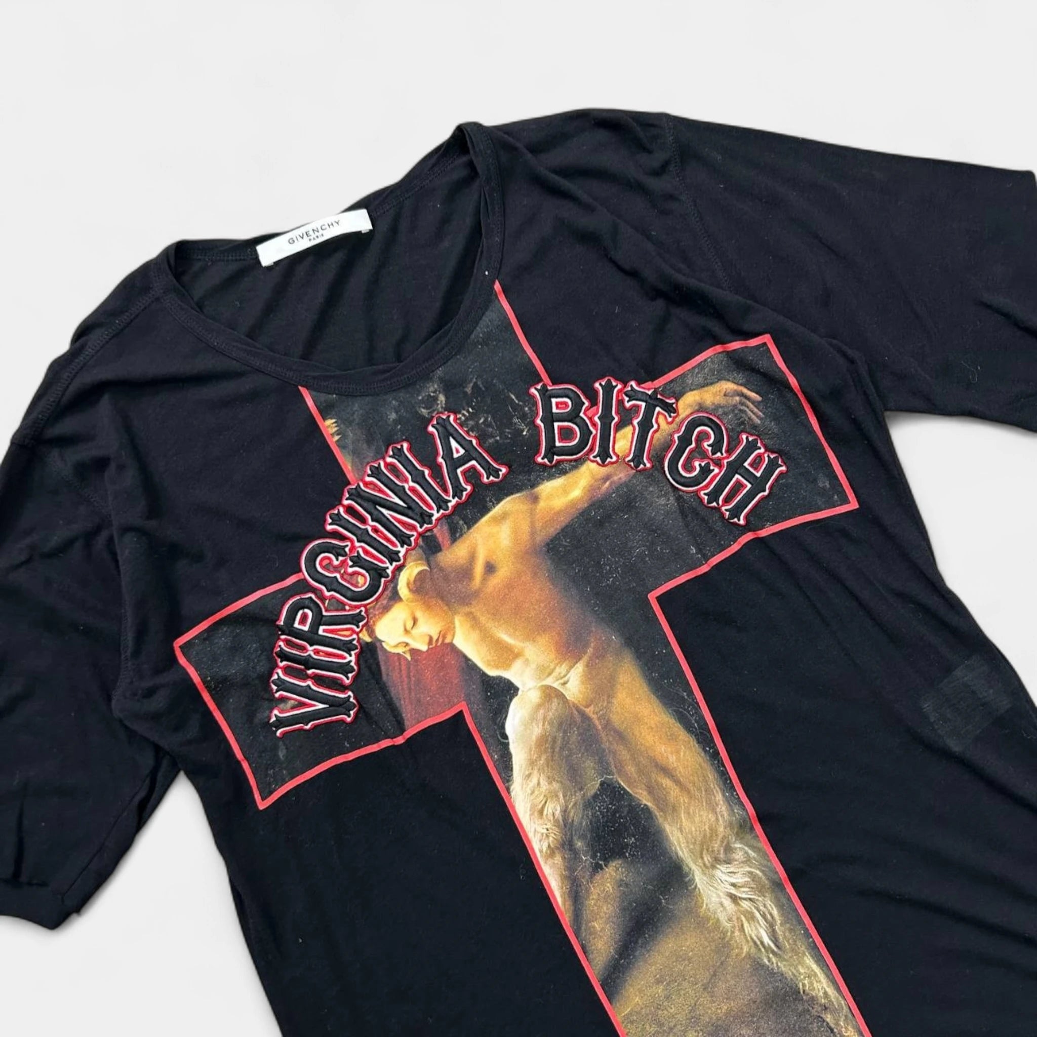 Givenchy "Virginia Bitch" Black Cross Appliqué T-Shirt