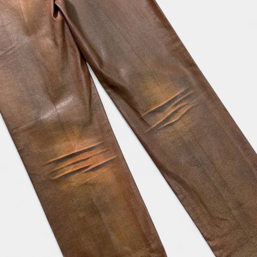 Just Cavalli Brown Waxed on Denim Pants