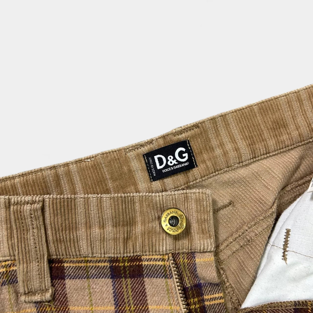 Dolce & Gabbana Checkered Brown Corduroy Pants