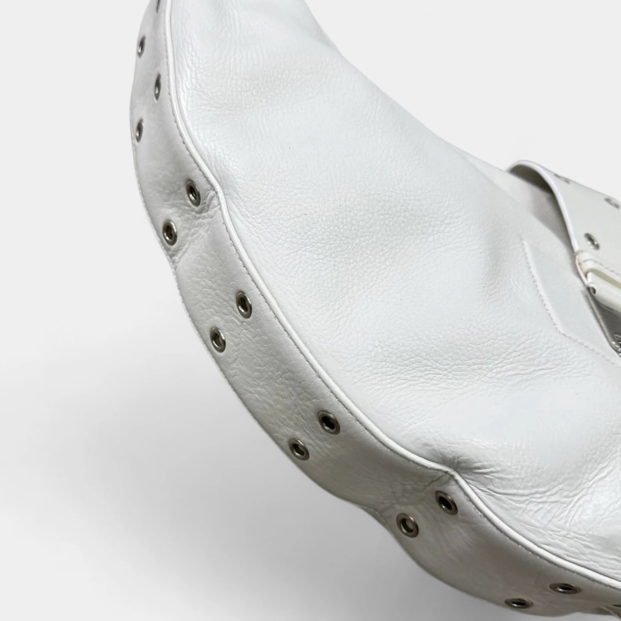 Dior by John Galliano White Leather Street Chic Hobo Bag