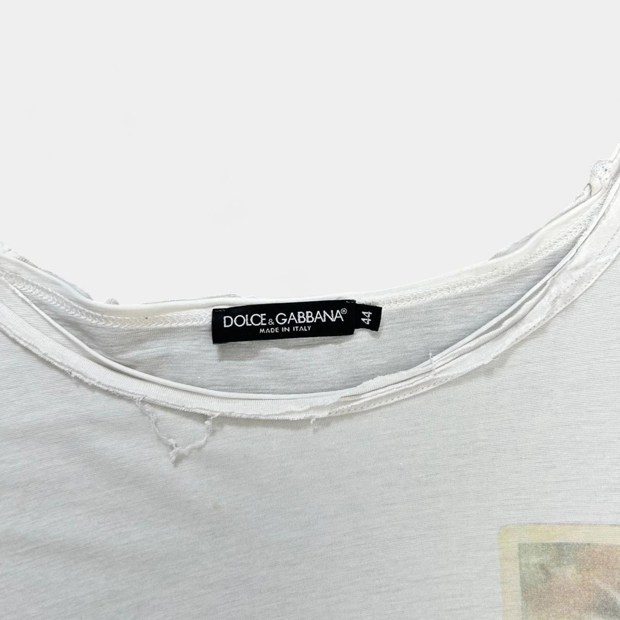 Dolce & Gabbana Vintage Distressed Virgin Mary Cotton T-Shirt