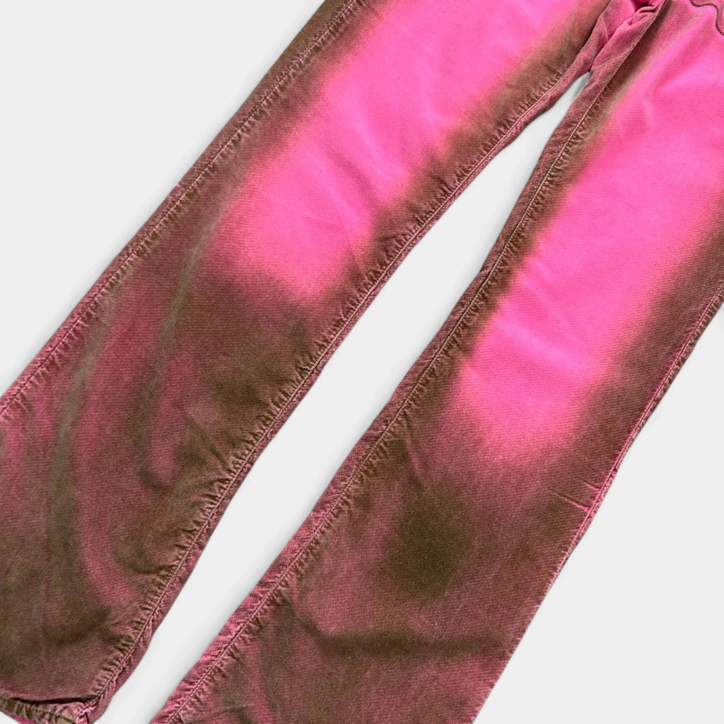 Versace Jeans Couture 2000s Fuchsia Acid Print Bootcut Velvet Pants