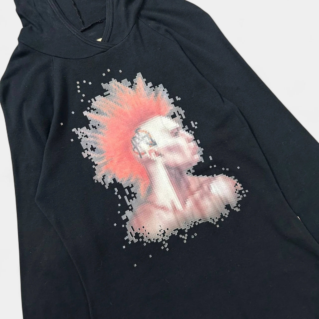 Jean Paul Gaultier 90's Punk Graphic Black Hooded Dress