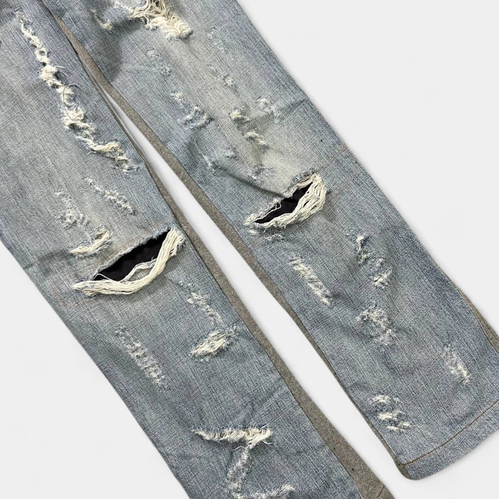 Dolce & Gabbana Hybrid Distressed Denim and Fleece Pants