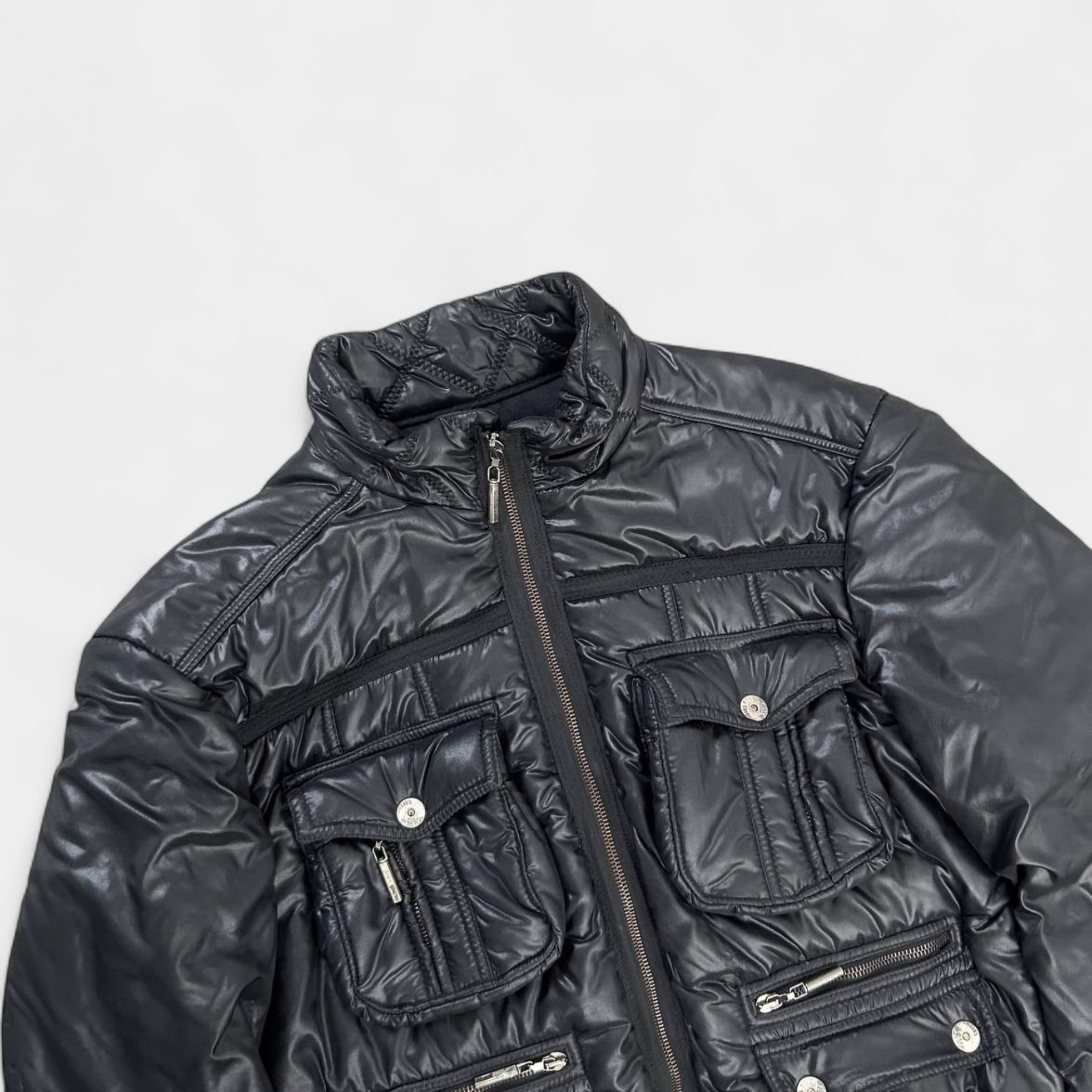 Just Cavalli Black Cargo Multipocket Puffer Jacket