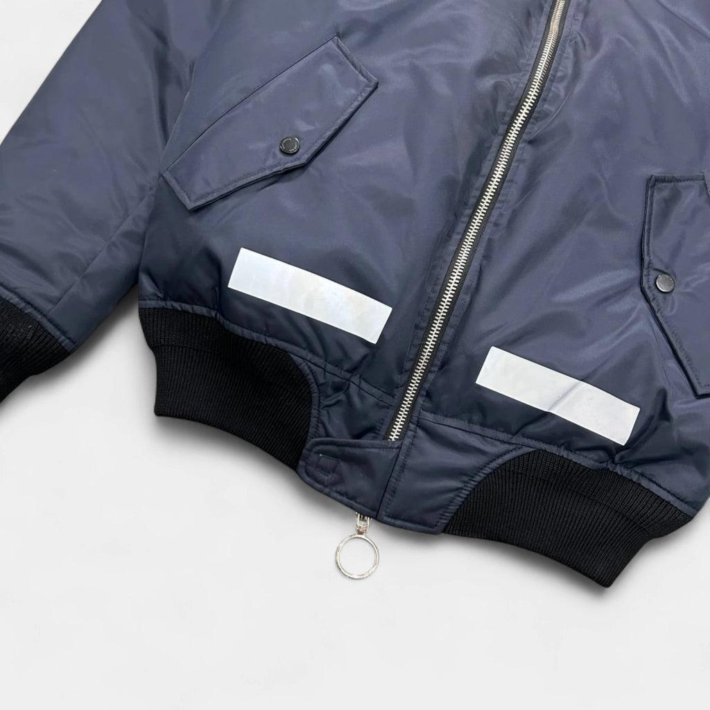Off-White Reflective "Arrows" Navy Bomber Jacket