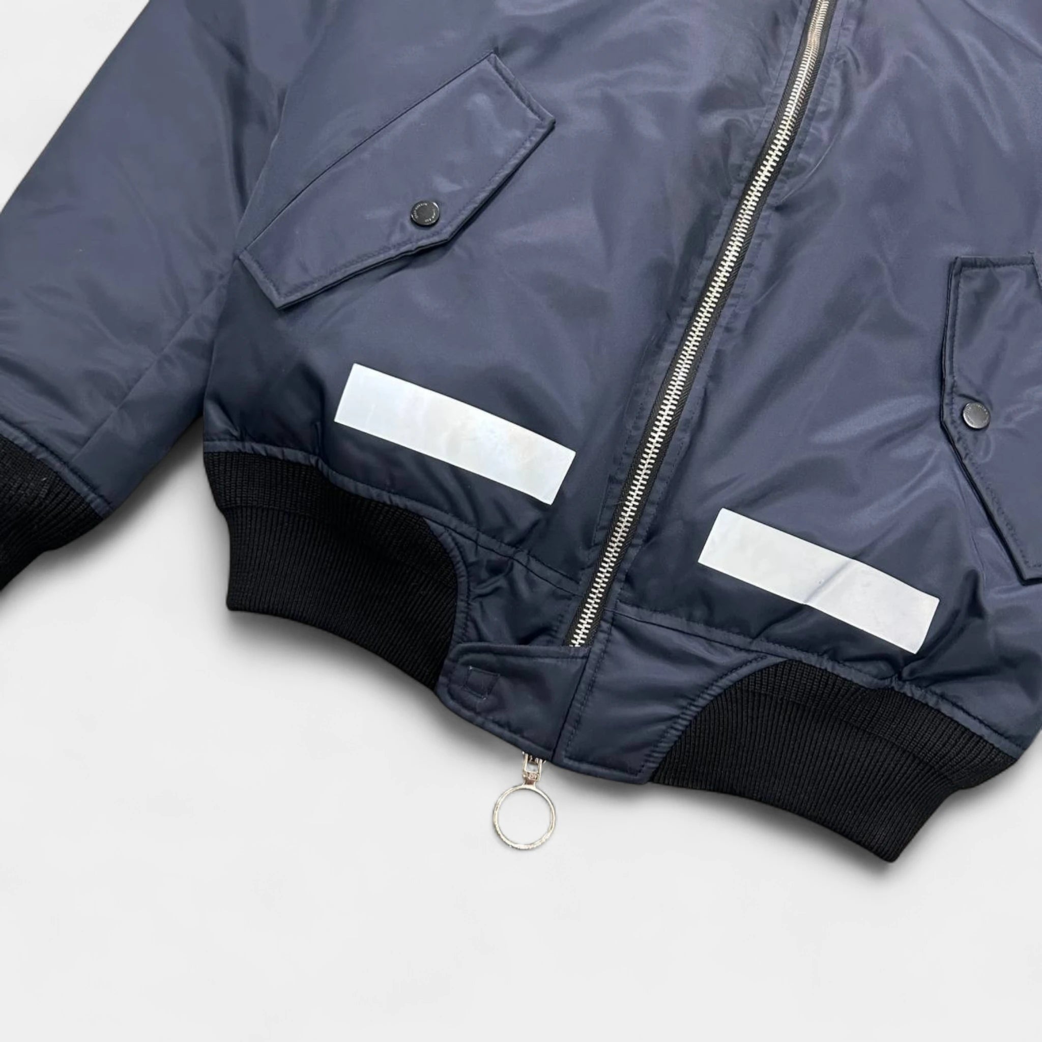 Off-White Reflective "Arrows" Navy Bomber Jacket