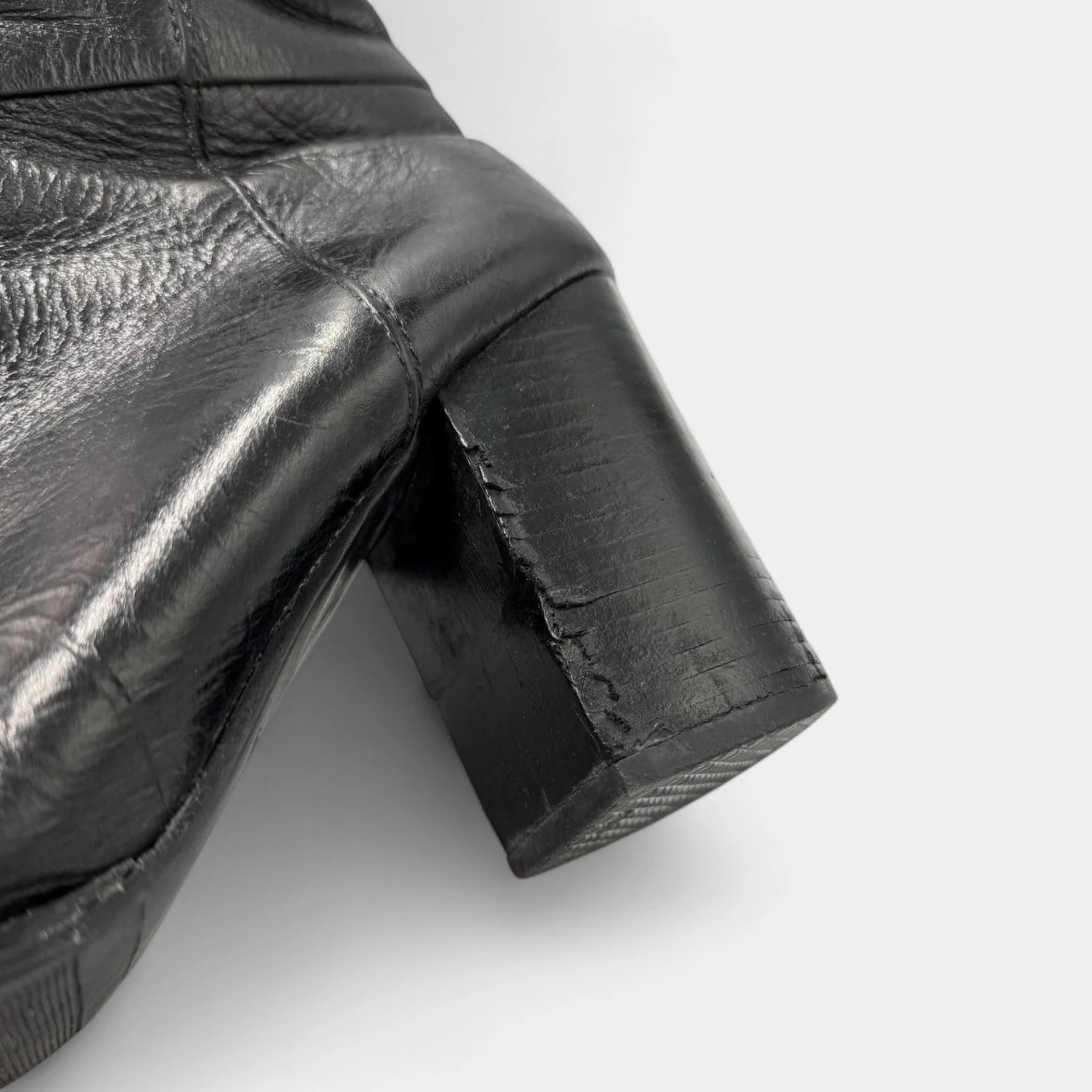 Jil Sander Black Leather Block Heel Ankle Boots