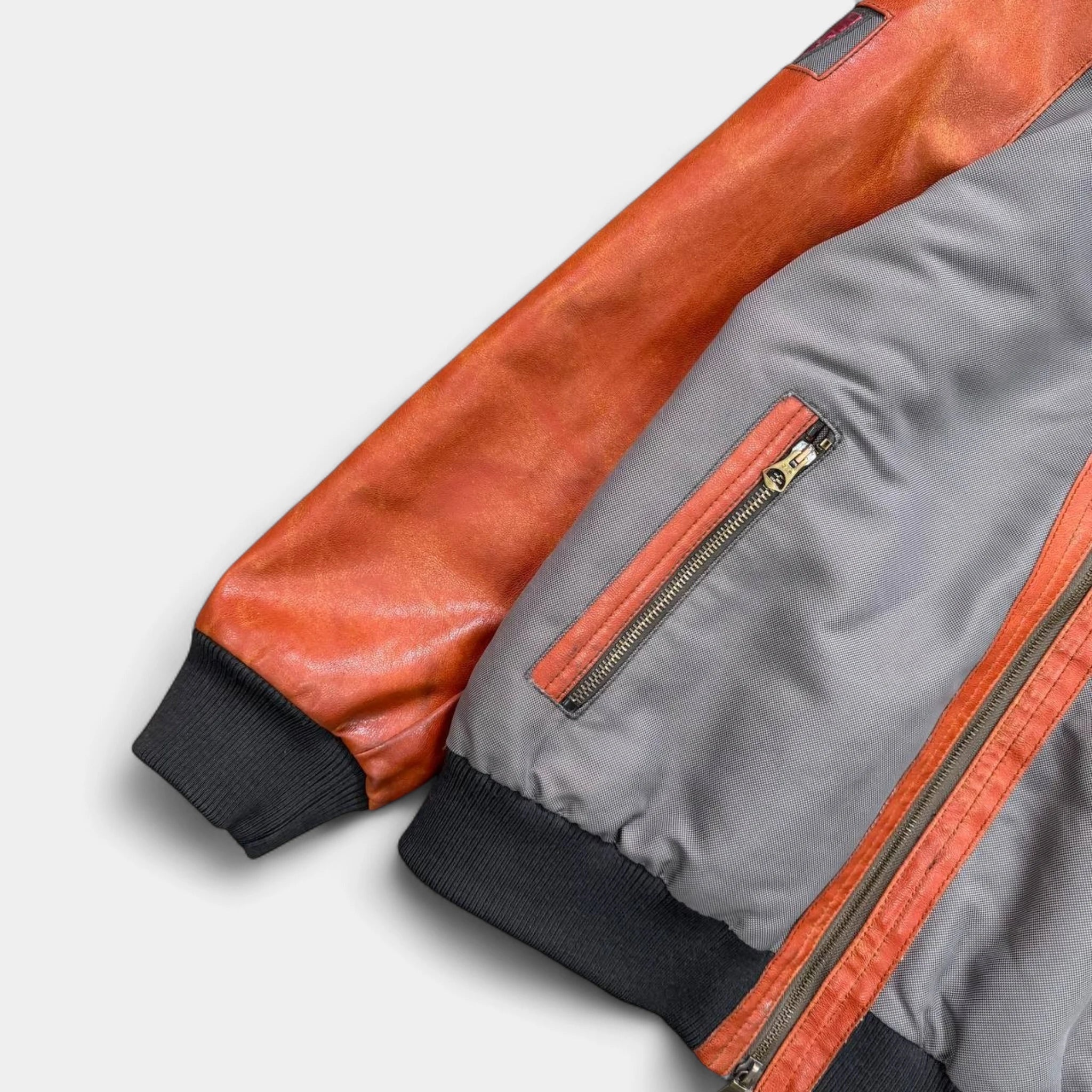 Armani Jeans Canvas & Leather Hooded Bomber Jacket