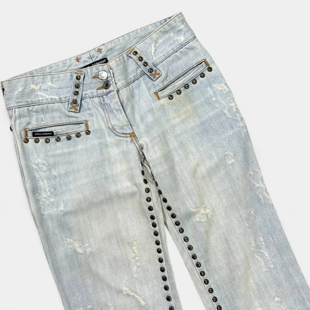 Dolce & Gabbana Mainline Studded Flared Denim Jeans