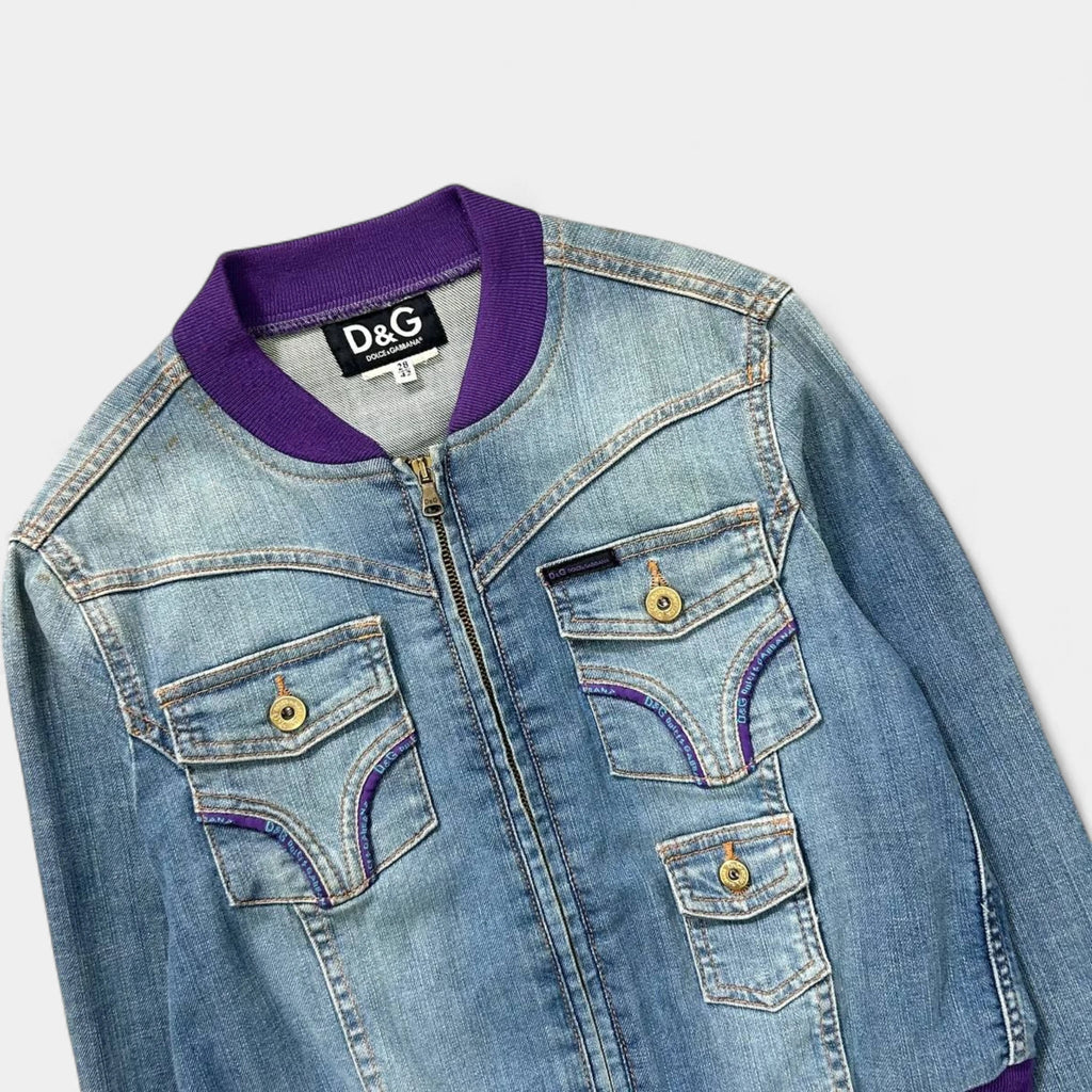 Dolce & Gabbana 2000's Denim Purple Bomber Jacket