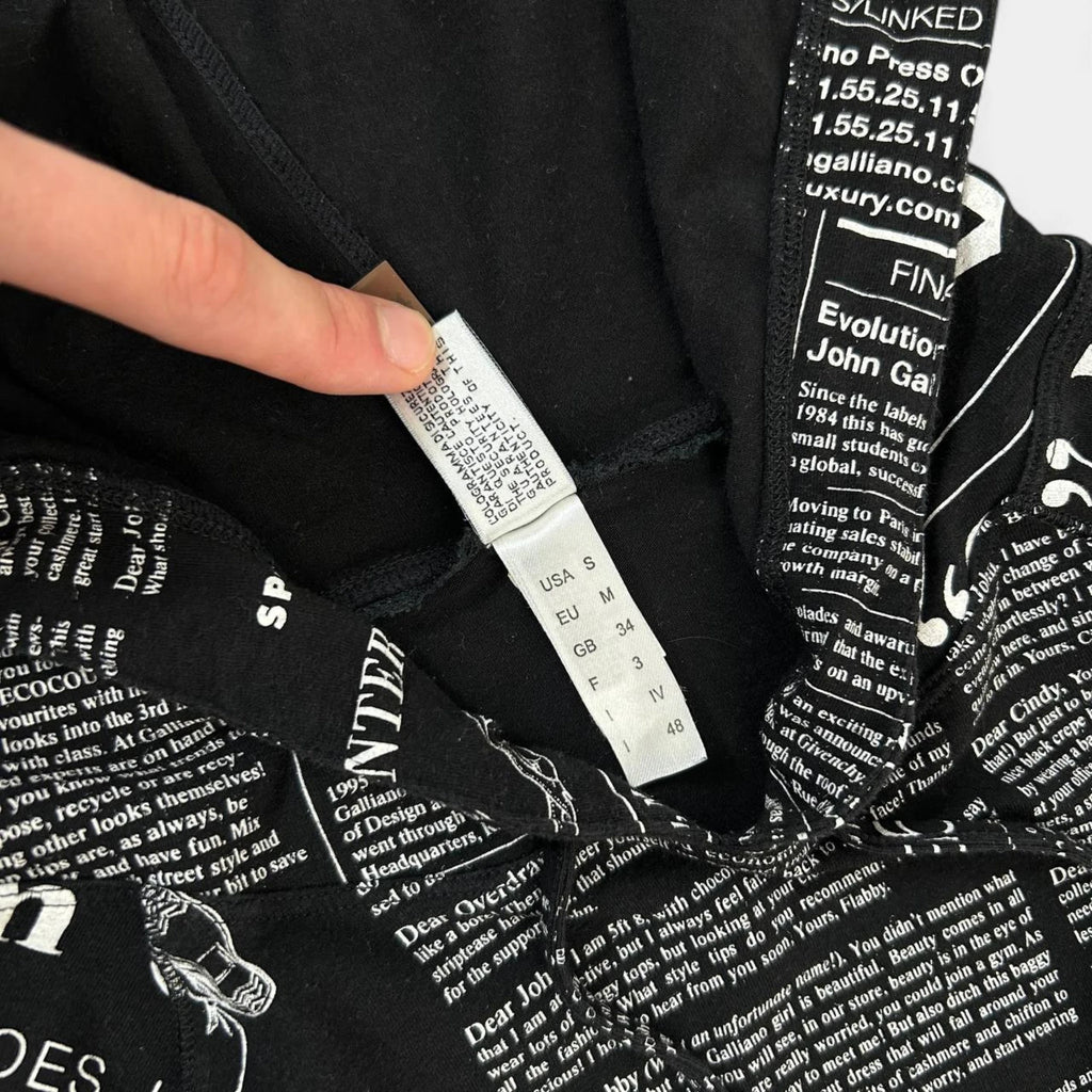 Galliano 2000's Newspaper Black Hoodie
