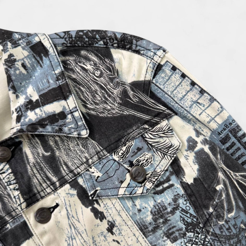 Just Cavalli Cityscape Graphic Denim Jacket