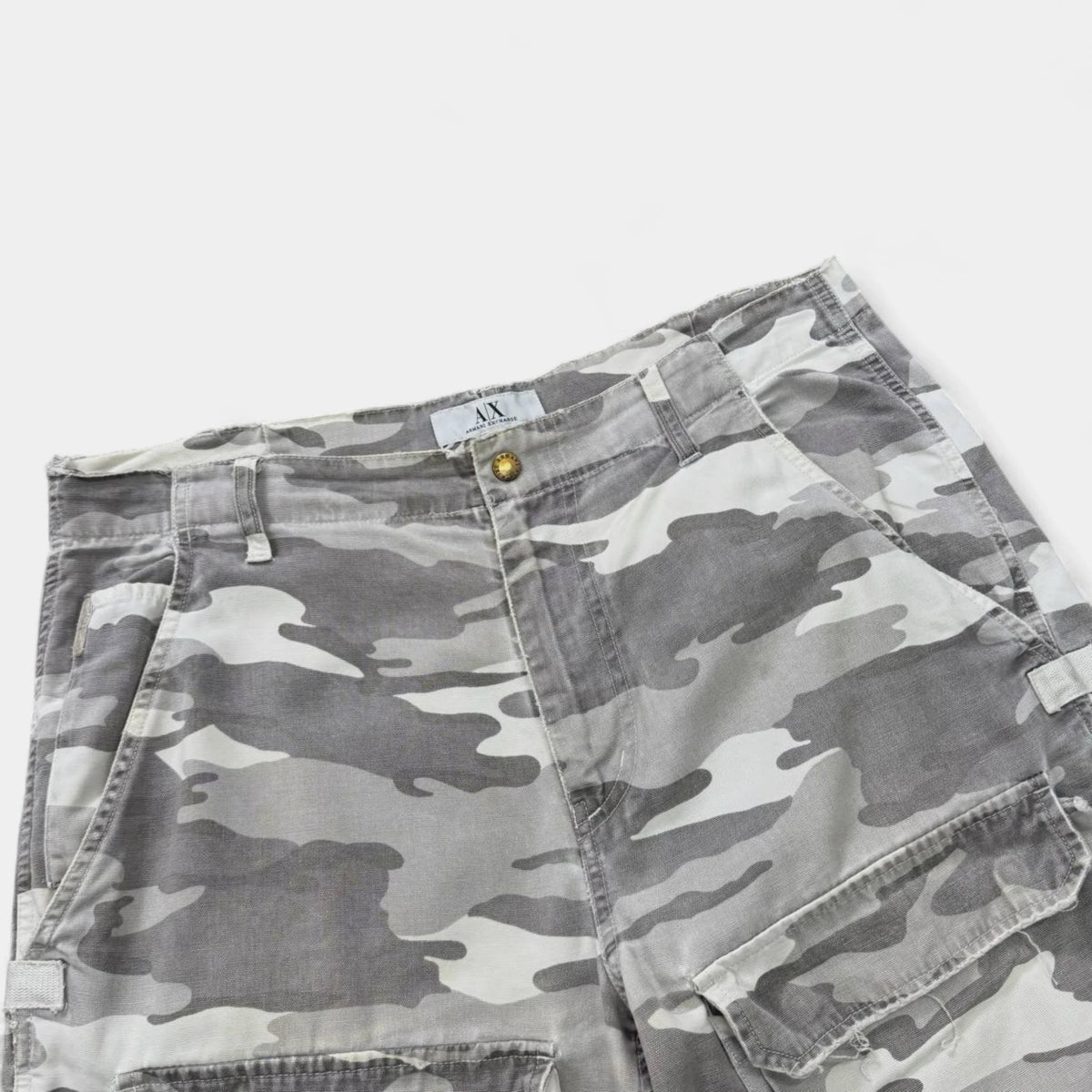 Armani Exchange White Snow Camouflage Cargo Shorts