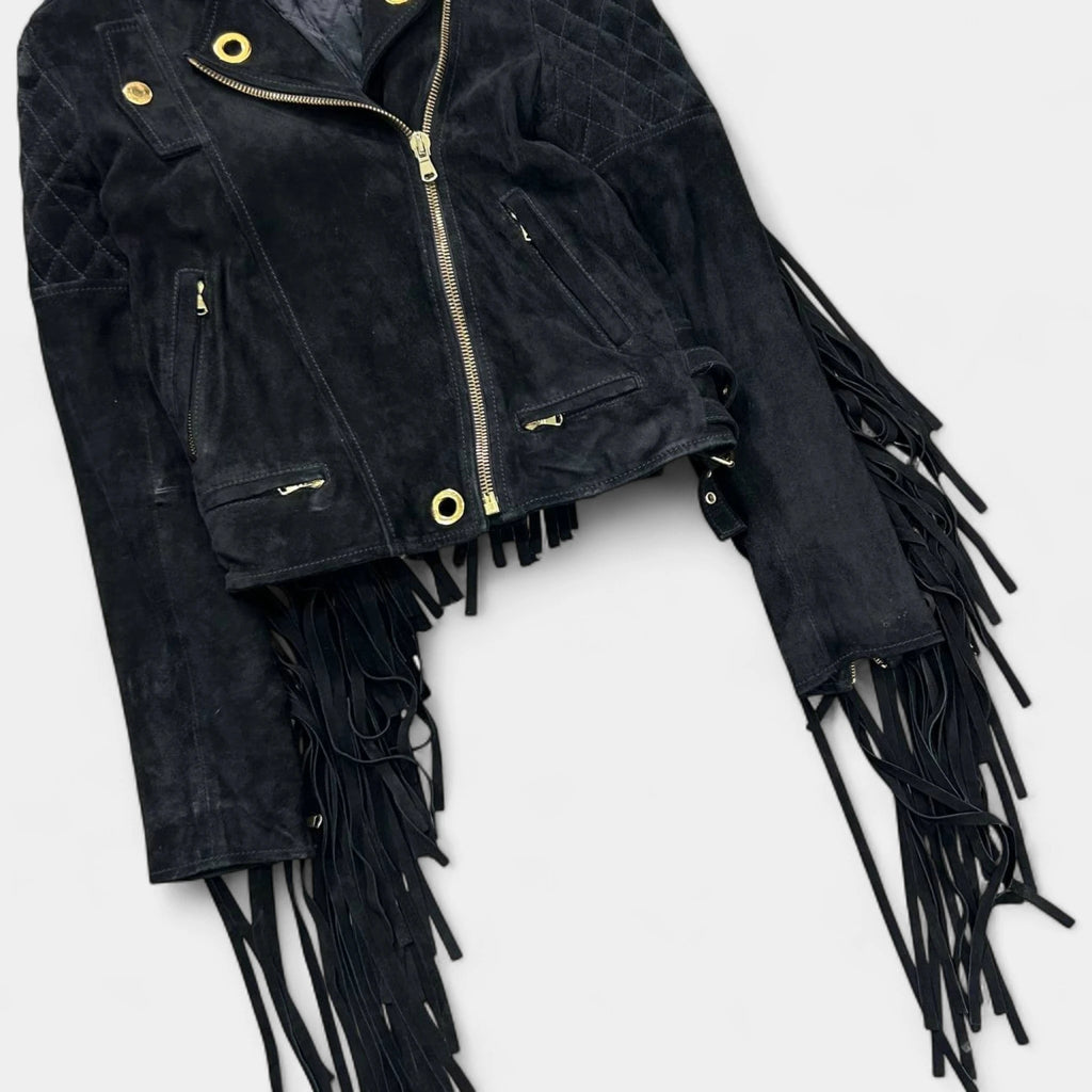 Pierre Balmain Suede Fringe Cowboy Biker Jacket