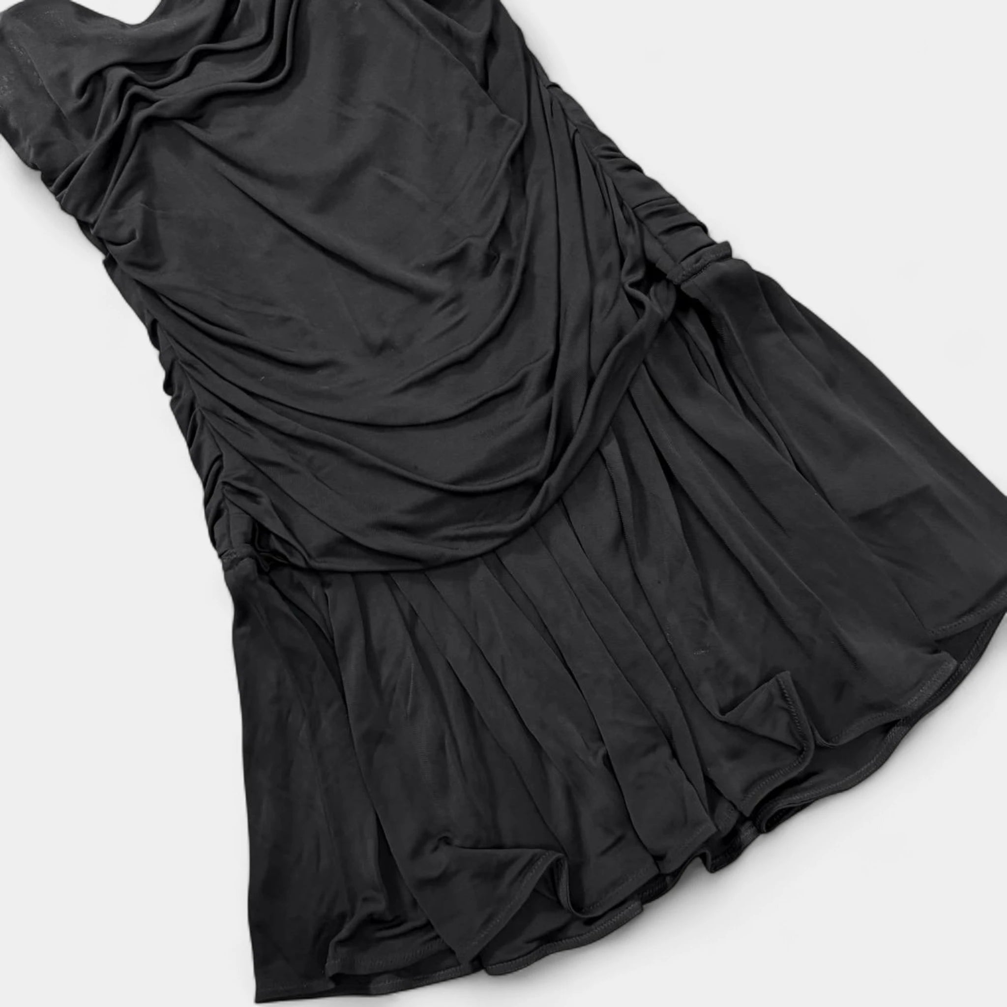Dolce & Gabbana Vintage Black Ruched Drop-Waist Dress