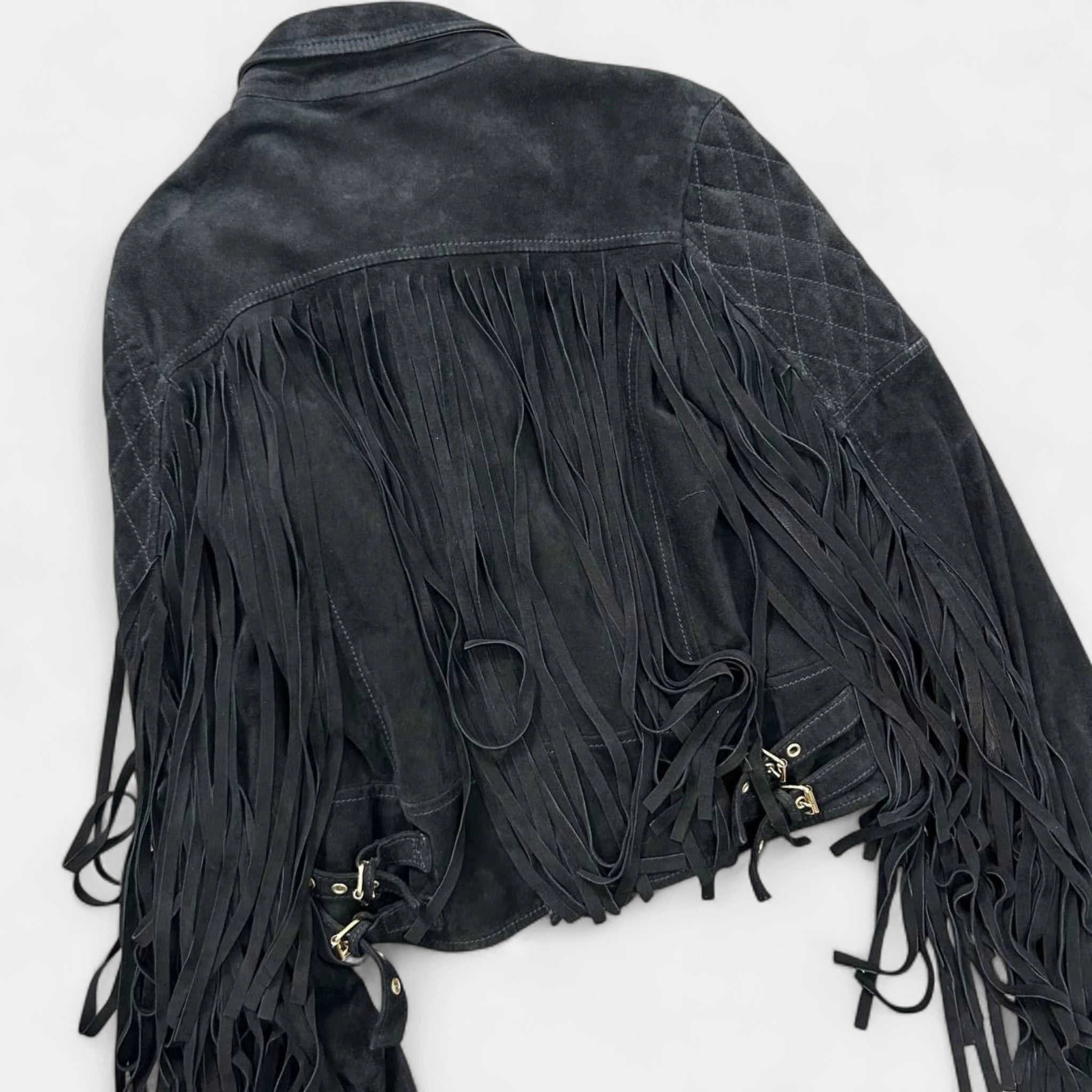 Pierre Balmain Suede Fringe Cowboy Biker Jacket