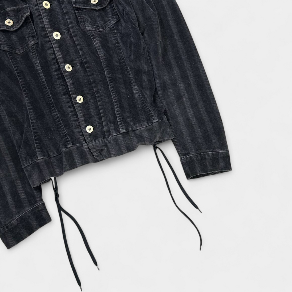 Dolce & Gabbana Black Corduroy Trucker Denim Jacket