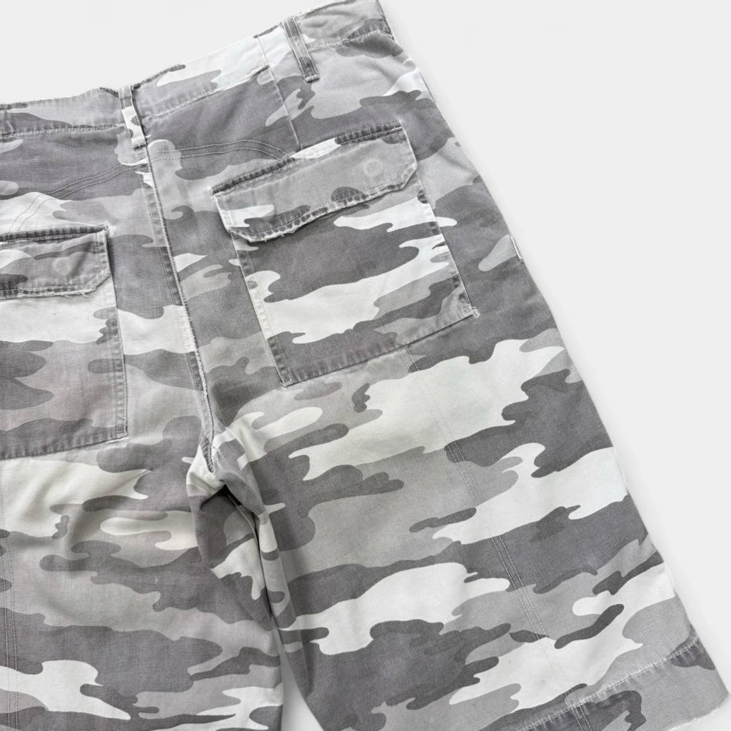 Armani Exchange White Snow Camouflage Cargo Shorts