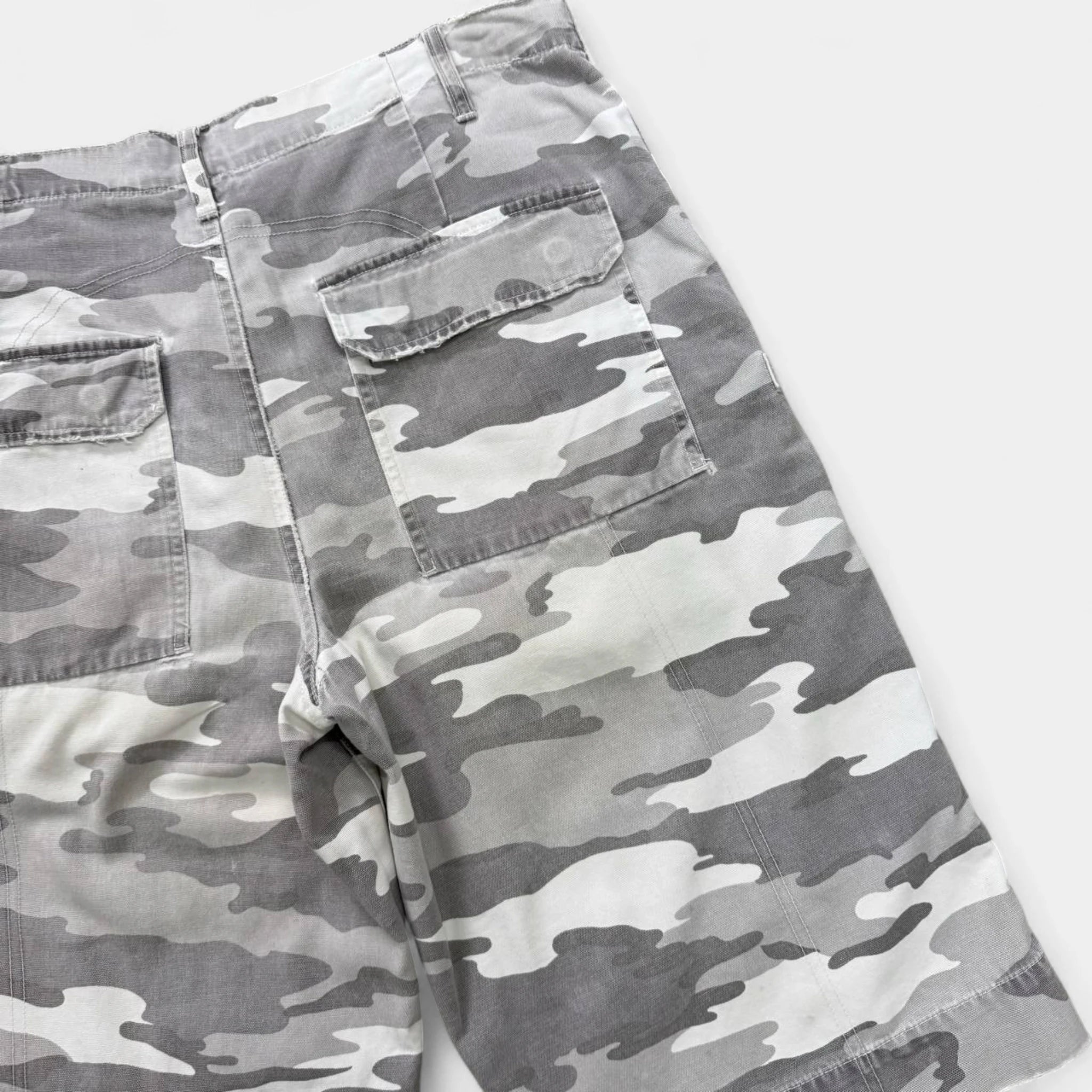 Armani Exchange White Snow Camouflage Cargo Shorts