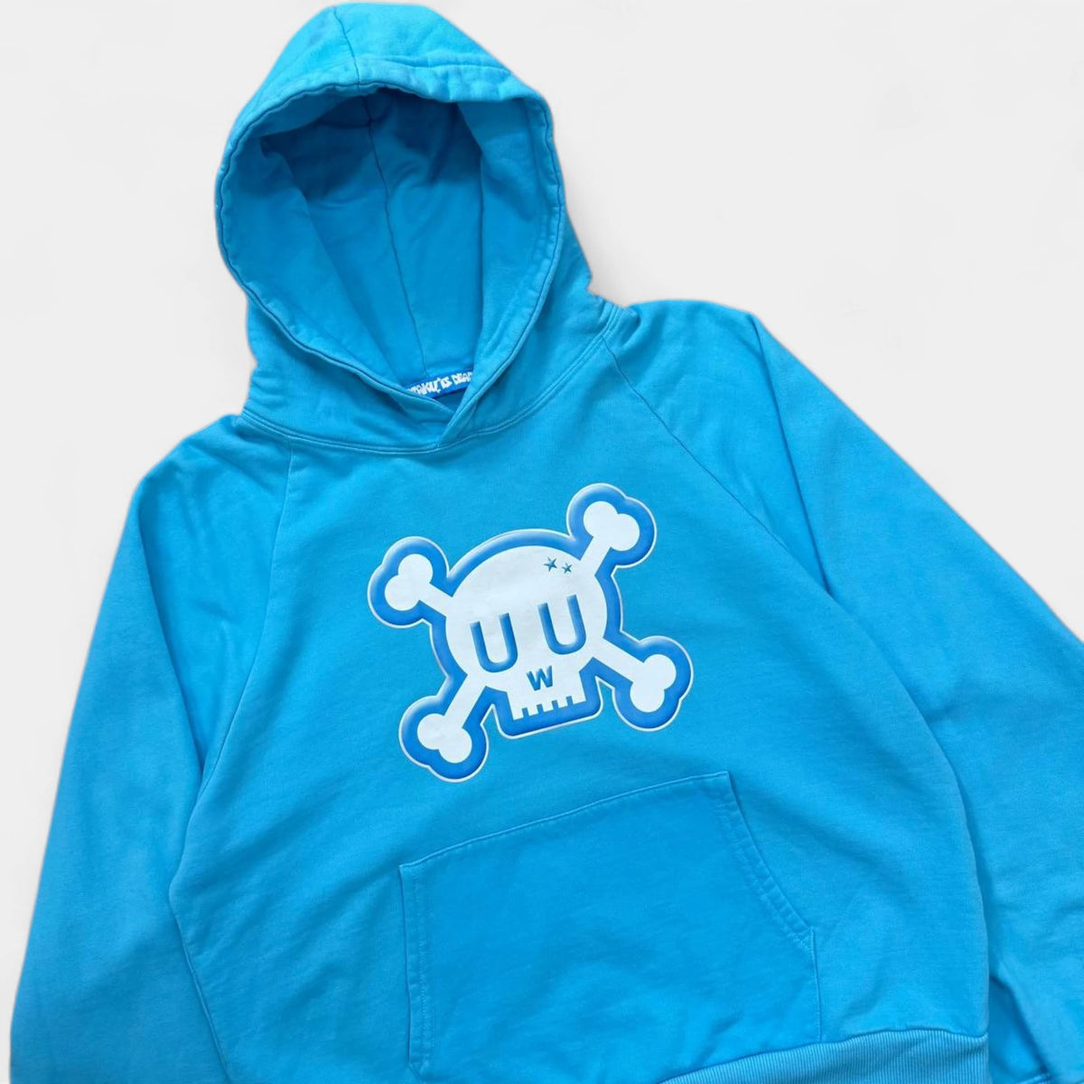 Otaku is Dead 72 Raglan "UwU" Skull Blue Hoodie