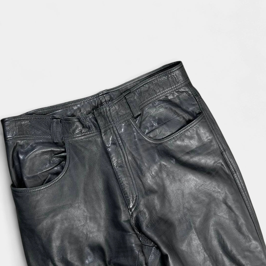 Gianni Versace Vintage Leather Black Pants