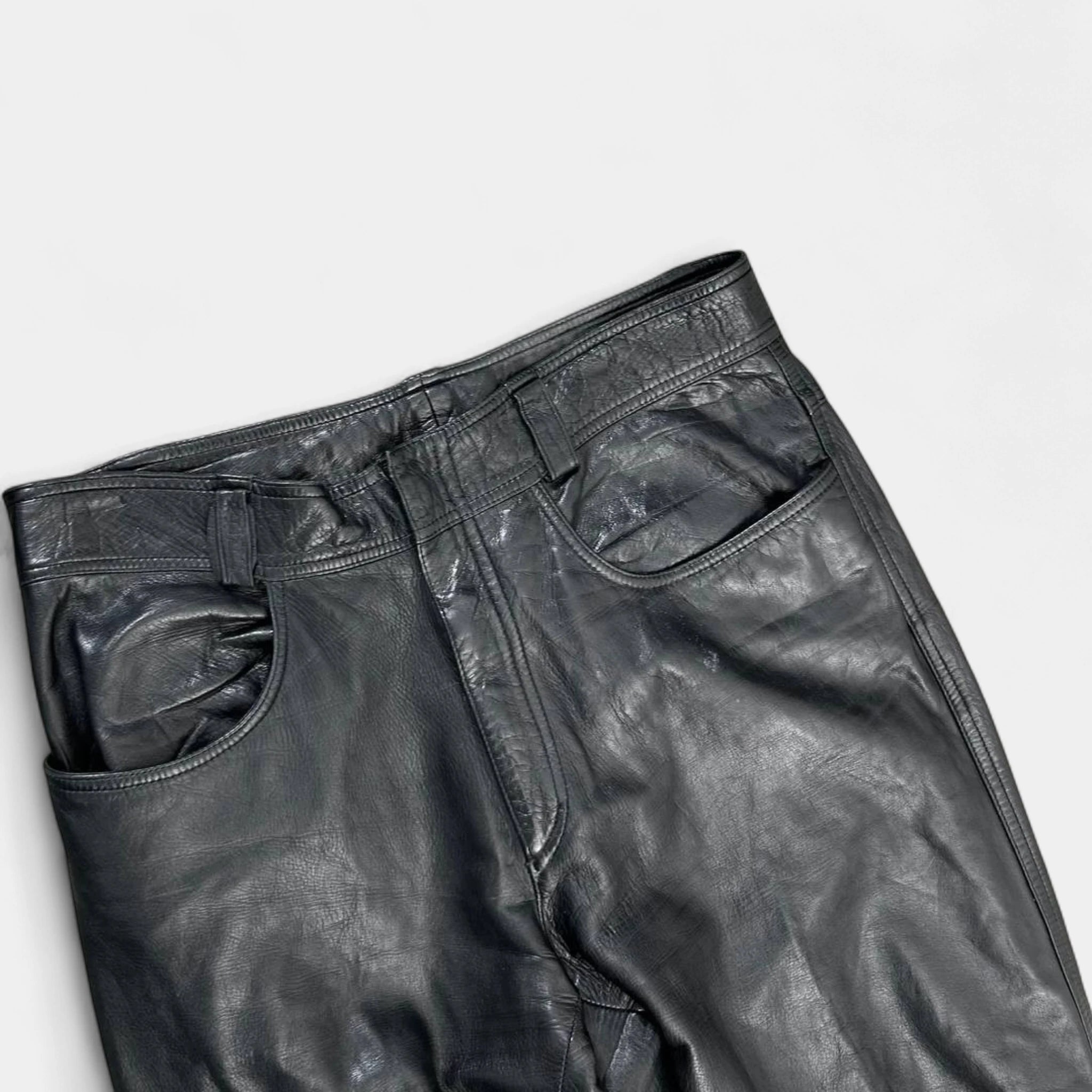 Gianni Versace Vintage Leather Black Pants