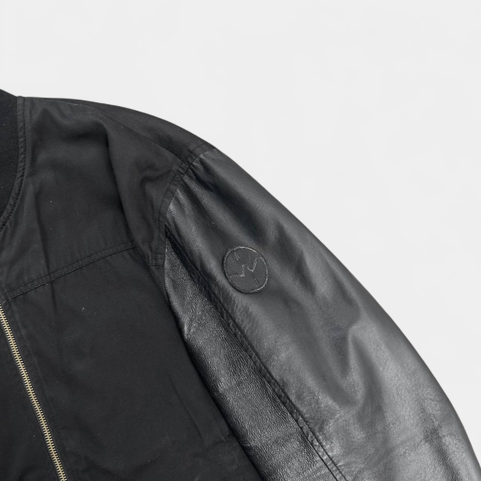 Armani Jeans Black Canvas and Leather Jacket