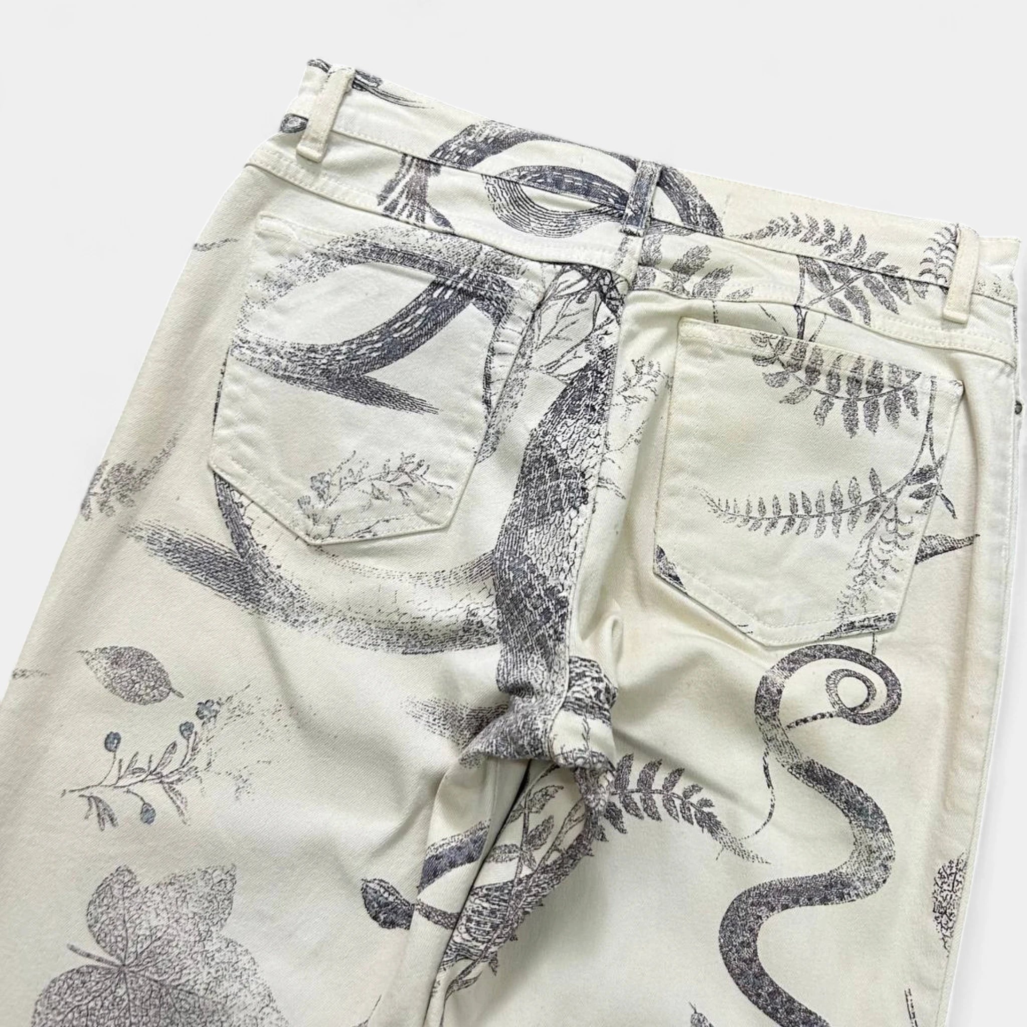 Just Cavalli SS04 Serpent Botanical Print Flare Jeans