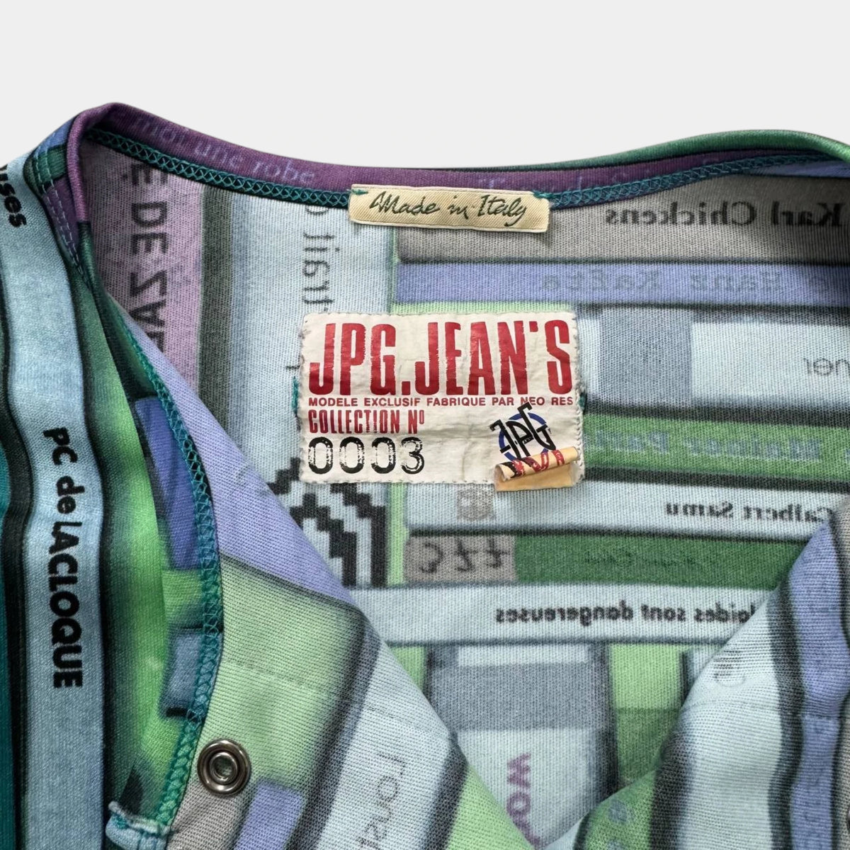 Jean Paul Gaultier 1996 Bookshelf Print Mesh Top