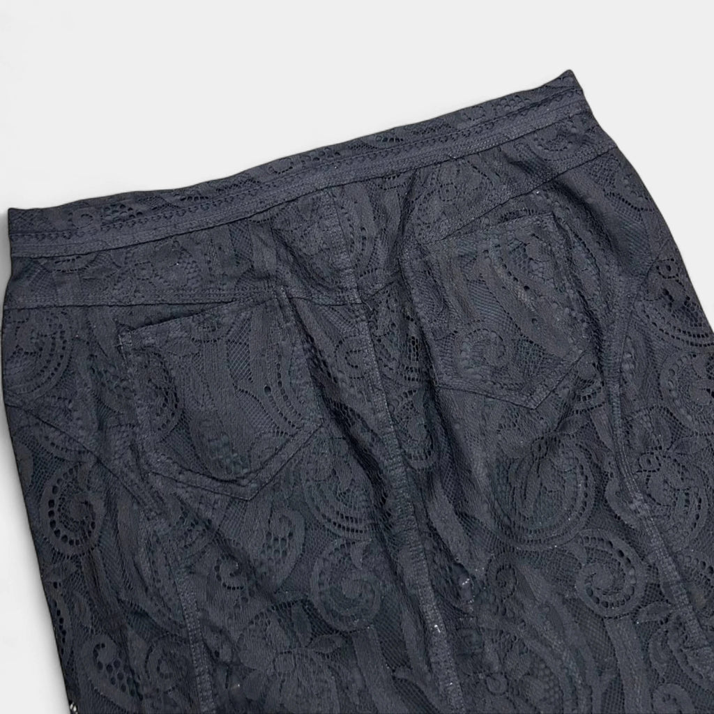 Dolce & Gabbana Black Venecian Lace Pencil Skirt