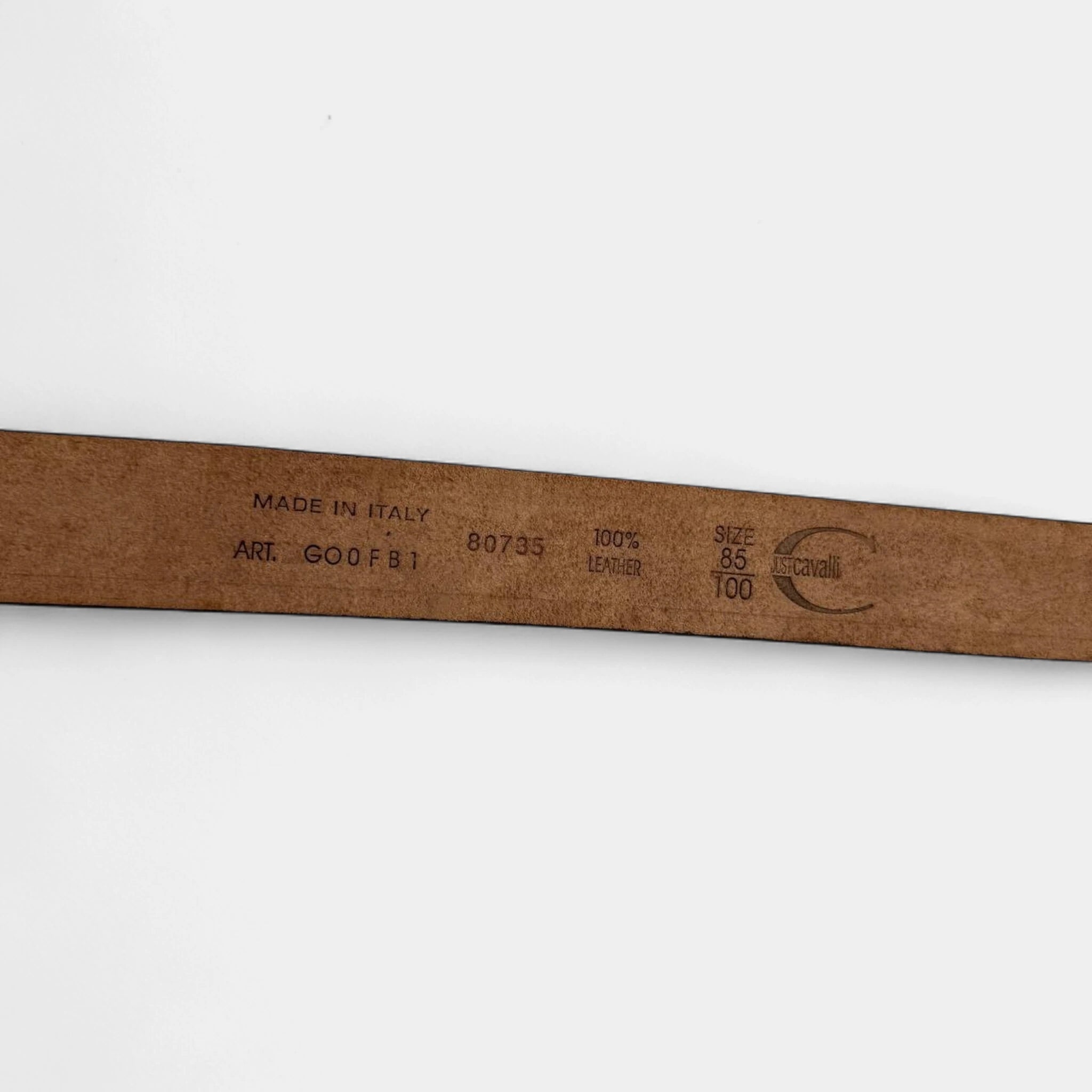 Just Cavalli 2000s Pony Hair Logo Buckle Belt Brown