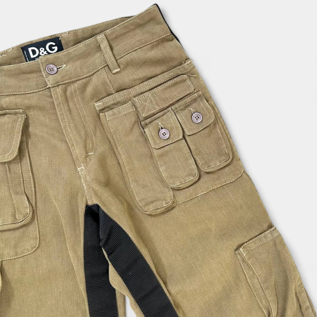 Dolce & Gabbana AW03 Cargo Flare Beige Pants