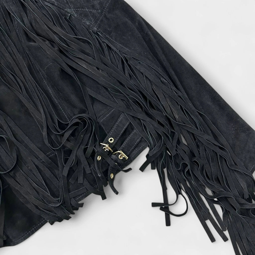 Pierre Balmain Suede Fringe Cowboy Biker Jacket