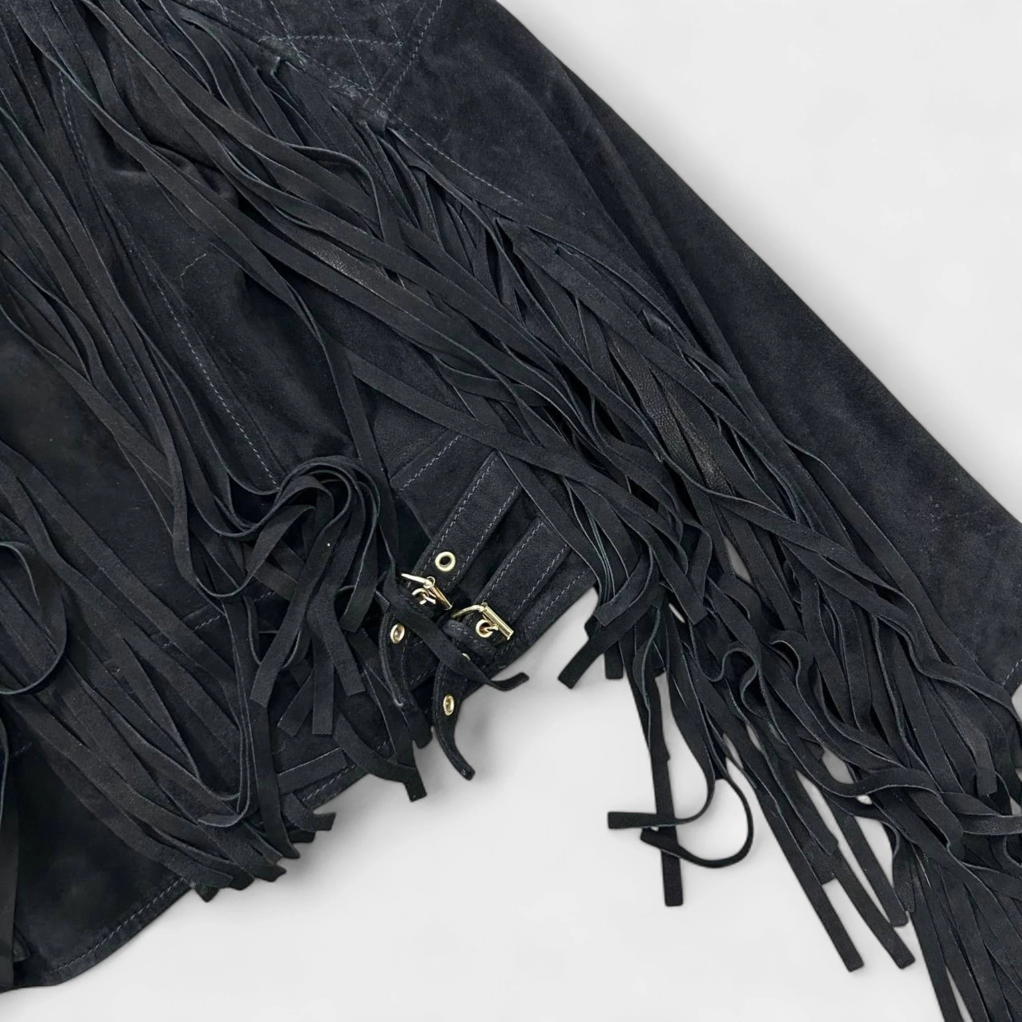 Pierre Balmain Suede Fringe Cowboy Biker Jacket