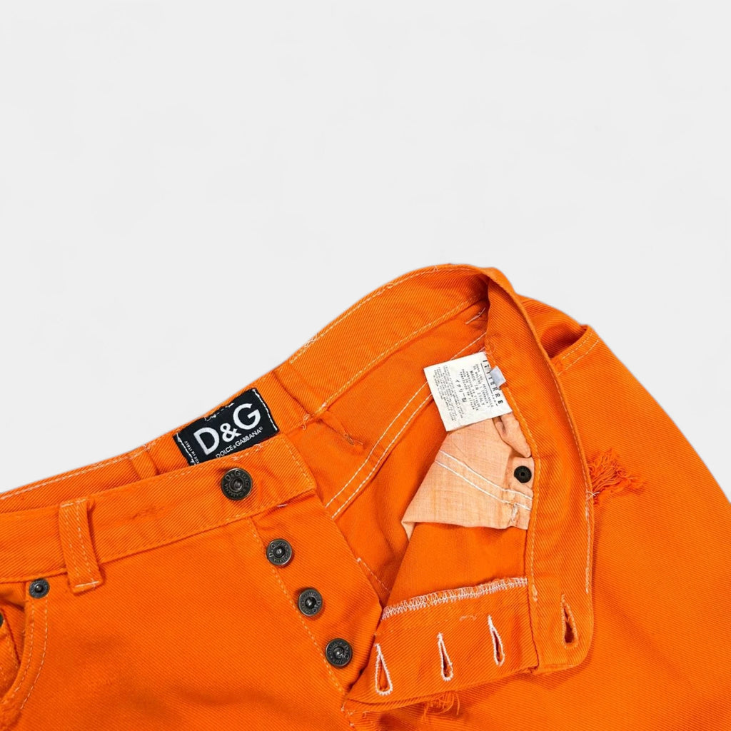 Dolce & Gabbana Orange Distressed Straight Leg Pants