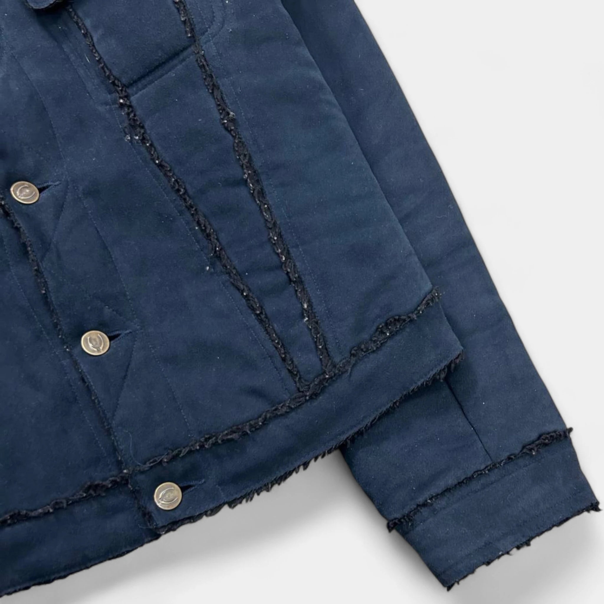 Just Cavalli Navy Suede Shearling Jacket