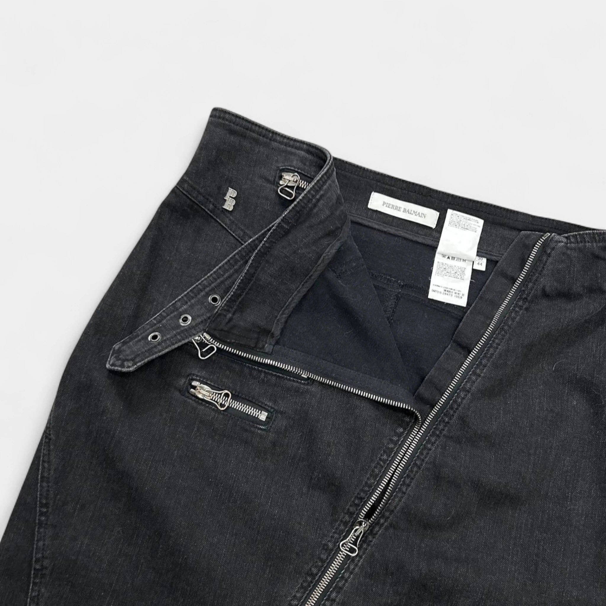 Pierre Balmain Zippers Denim Long Skirt