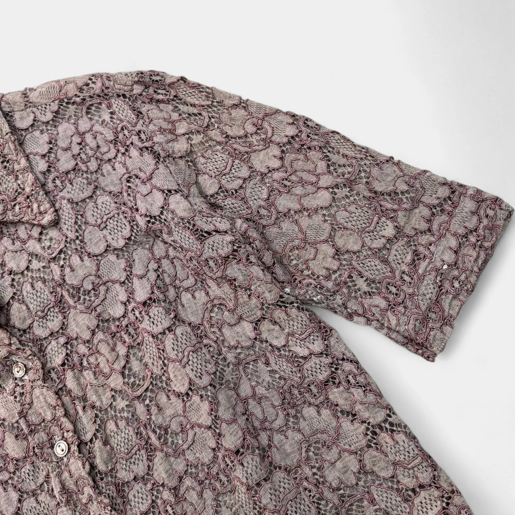 Chloé Mauve Floral Lace Button-Up Blouse