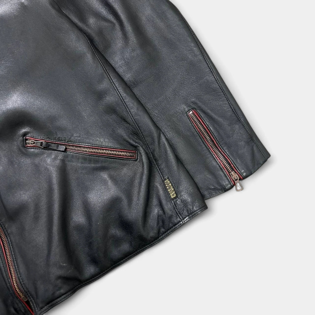 Armani Jeans 90s Black Leather Blazer Jacket