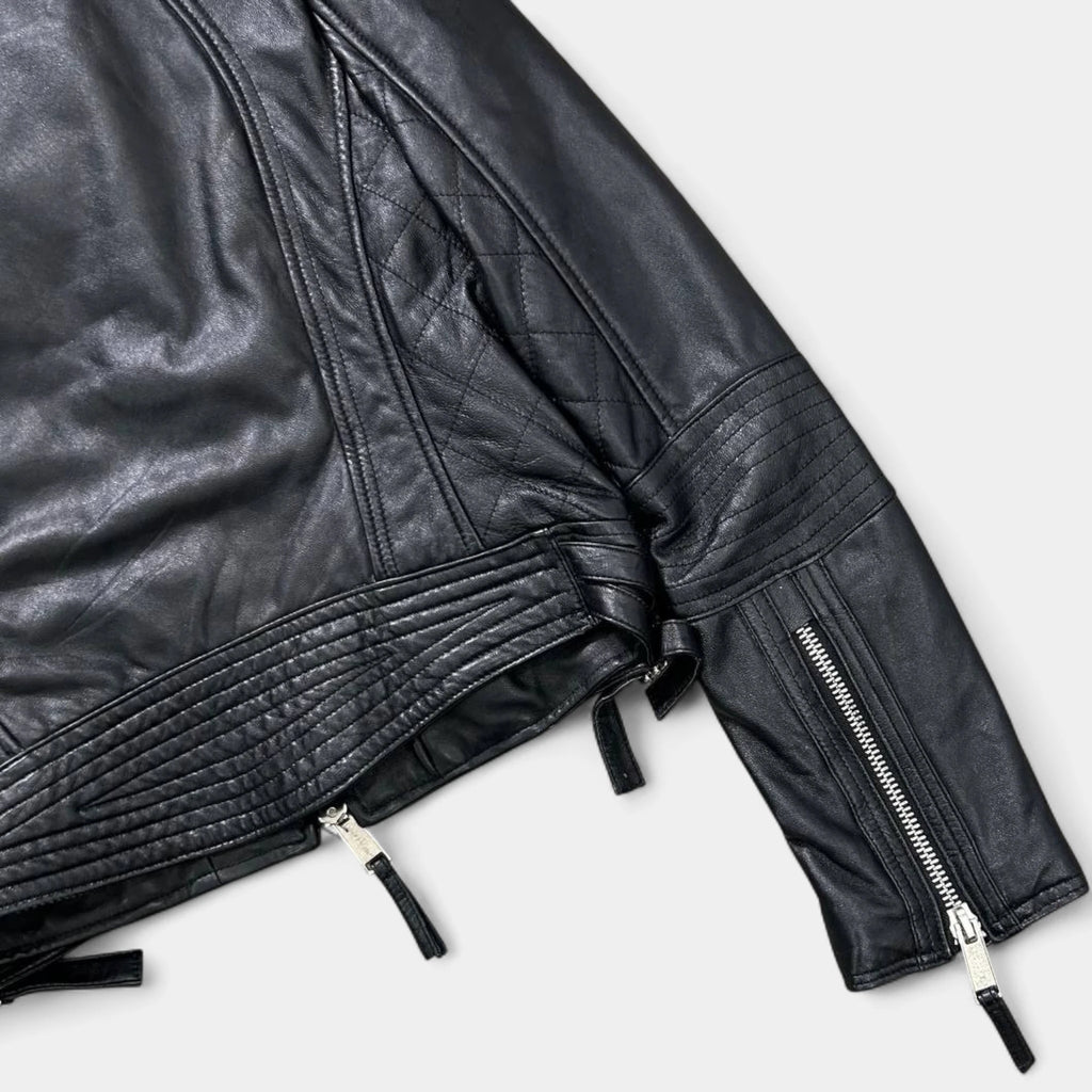 Dsquared2 Black Cropped Leather Jacket Women