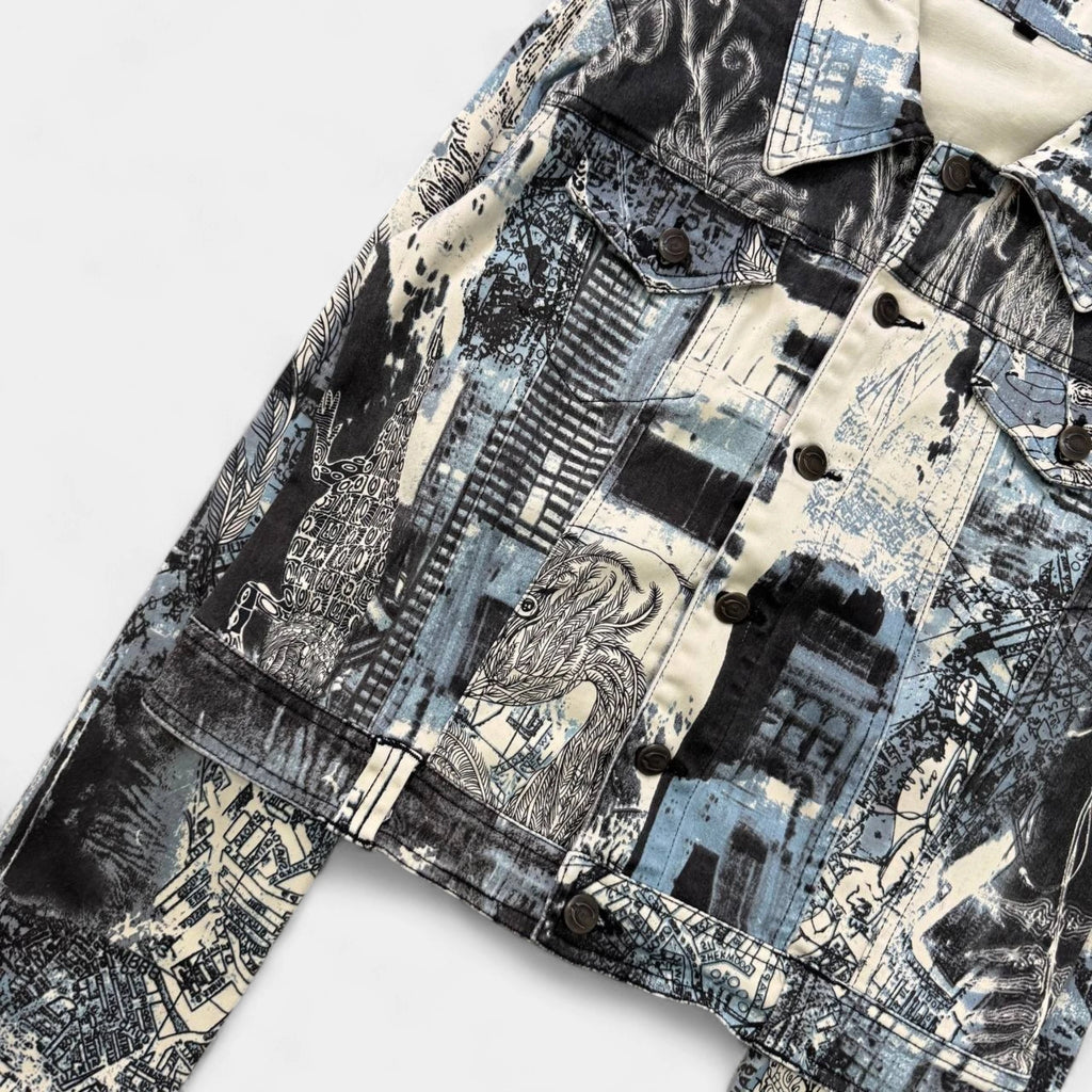 Just Cavalli Cityscape Graphic Denim Jacket