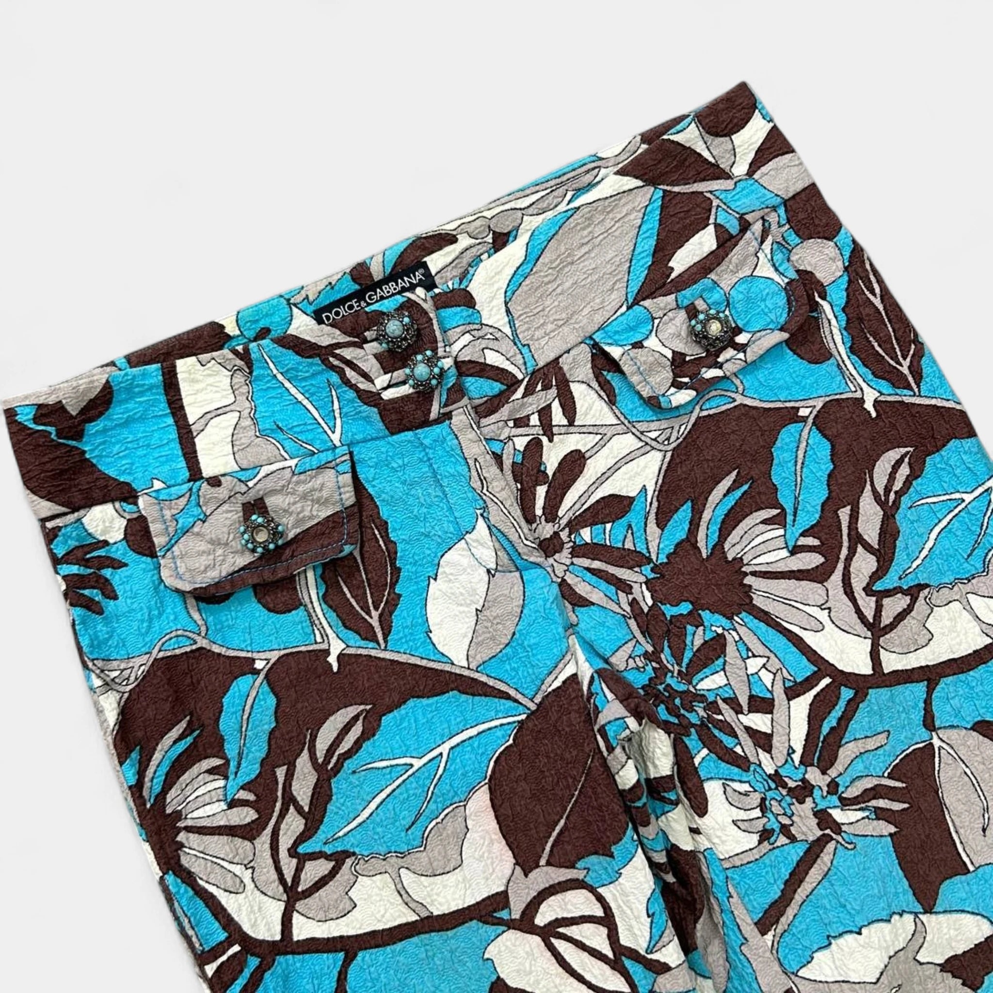 Dolce & Gabbana 2000's Floral Jacquard Capri Shorts