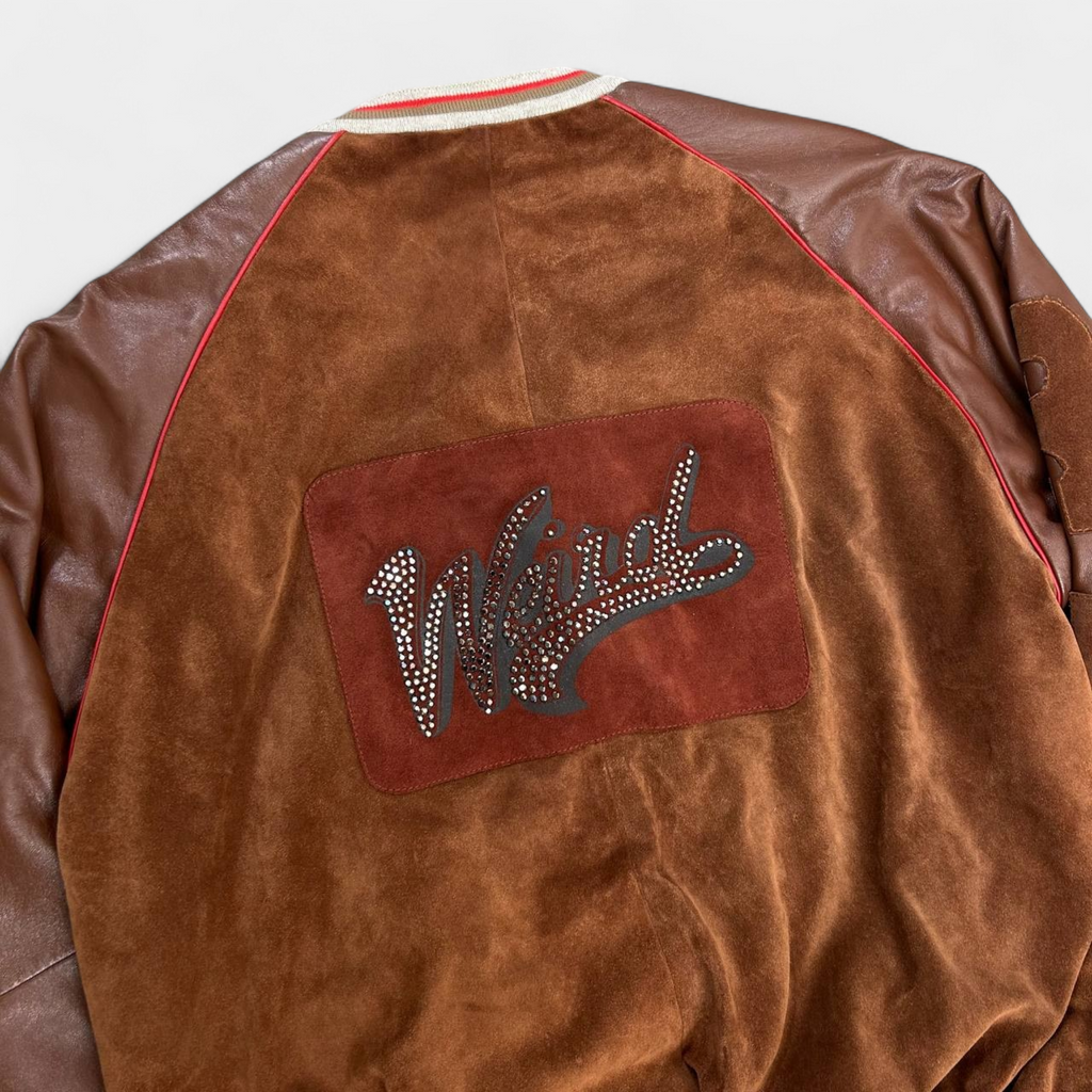 Dolce & Gabbana Leather Suede Brown Varsity Jacket