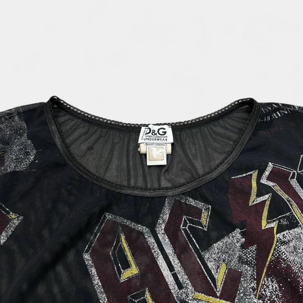 Dolce & Gabbana Underwear AC/DC Graphic Mesh Tank Top