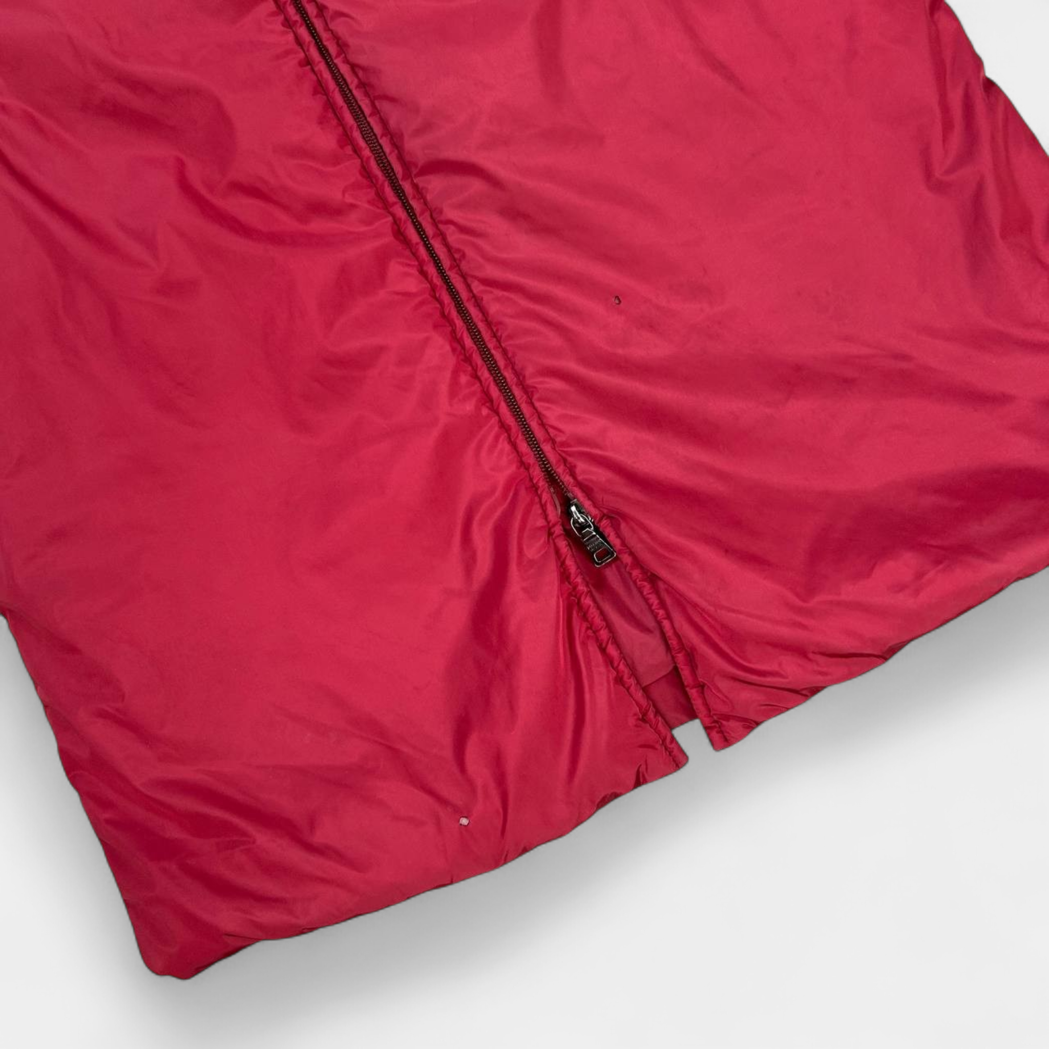 Prada Red Nylon Padded Long Jacket