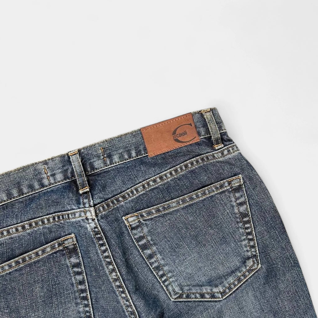 Cavalli Snakeskin Pattern Denim Pants