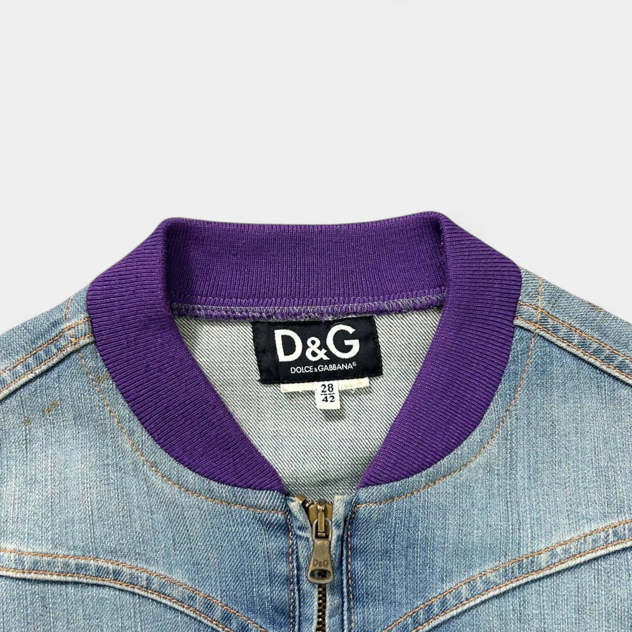 Dolce & Gabbana 2000's Denim Purple Bomber Jacket
